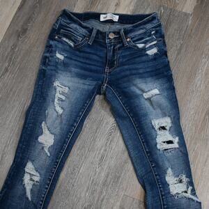 BKE Stella Slim Fit Low Rise Ankle Jeans Women’s 25 Distressed Stretch Denim